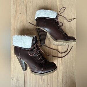 Mossimo Brown Fur Trim Ankle Boots